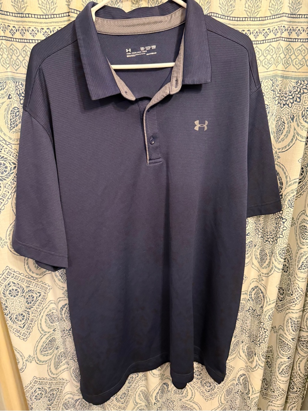 Under Armour Men’s Dark Blue Polo with Light Gray Trim